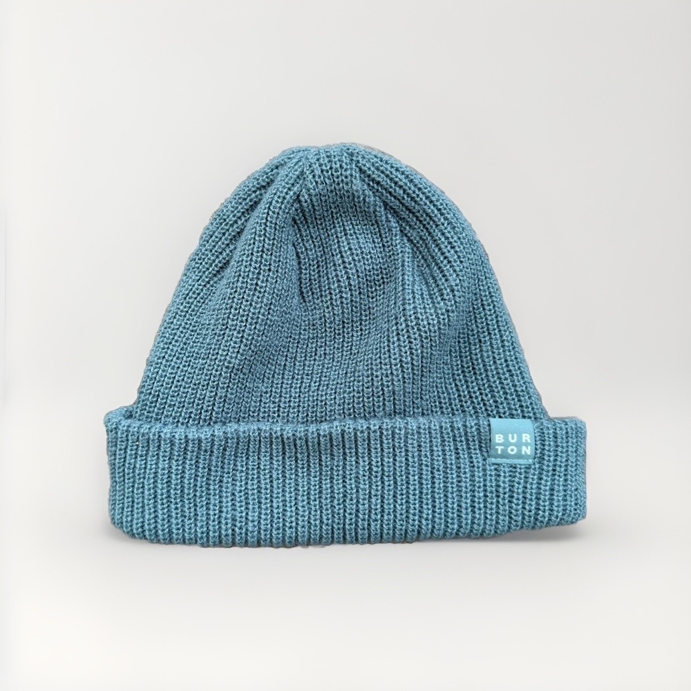 Burton Beanie One Size Turquoise Blue Rib Knit Hat Slouchy Or Cuffed